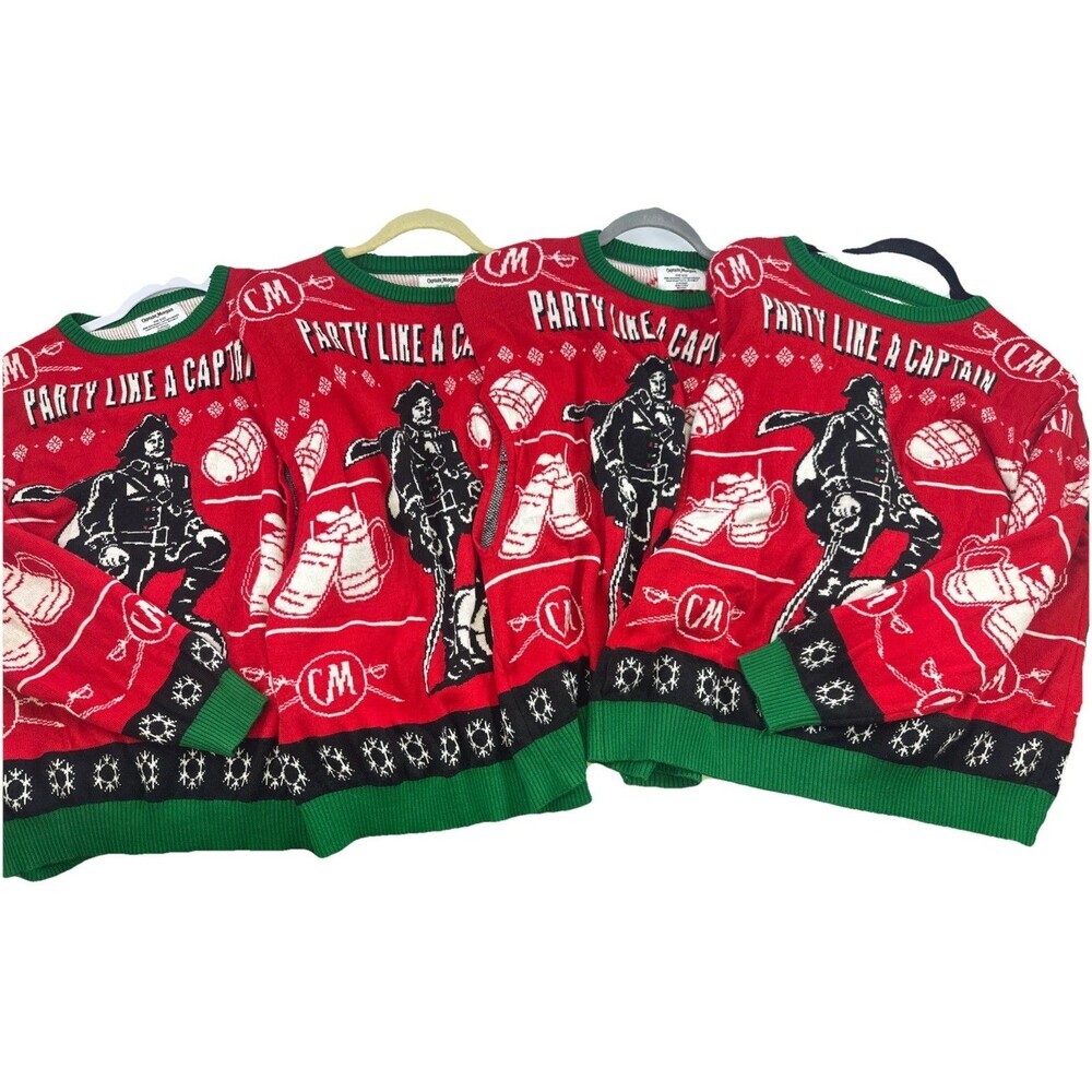 Captain Morgan 4 Person Christmas Sweater‎ Novelty Pullover Knit Adult One Size